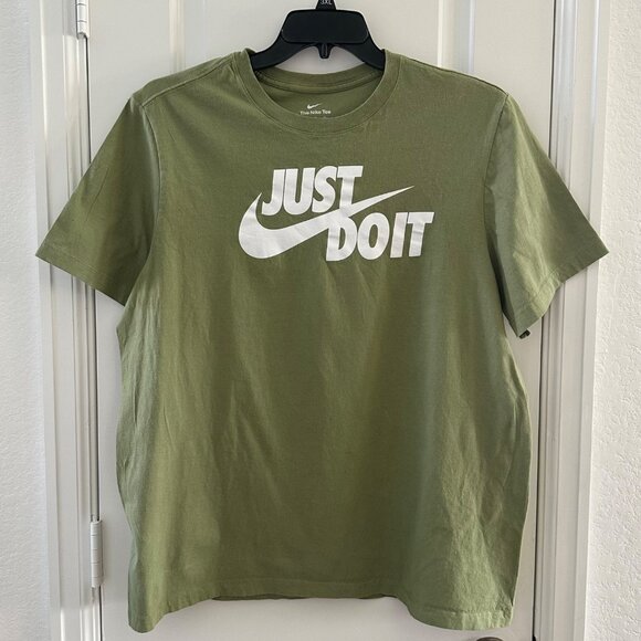 Nike Mens Olive Green "Just Do It" Graphic Tee Shirt - Picture 1 of 5